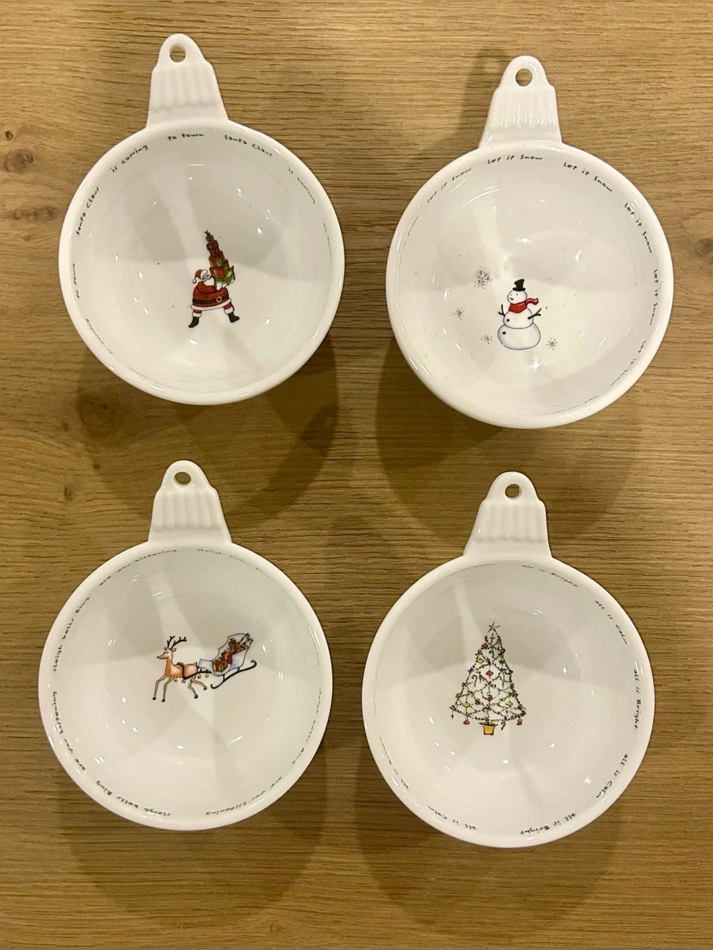 Pottery Barn | Holiday Cheer Ornament Shaped Bowls | Set of 4 | Ceramic